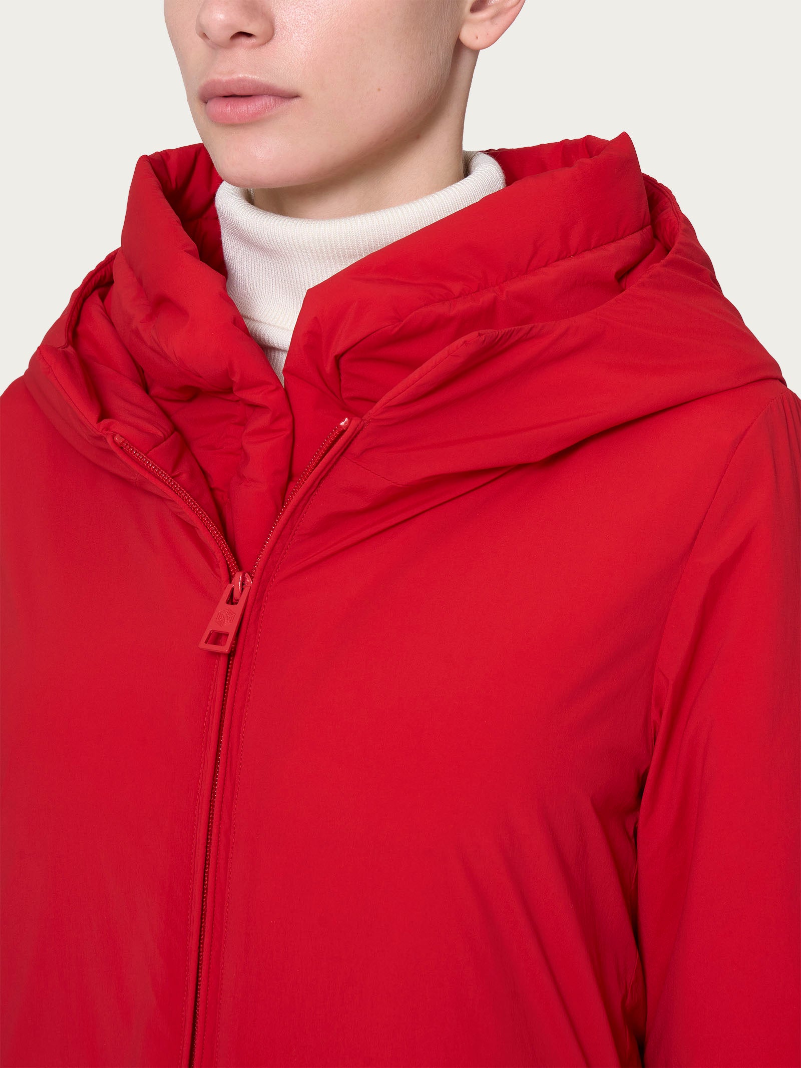 Ragno piumerino 150 g cappotto lana con cappuccio salsa