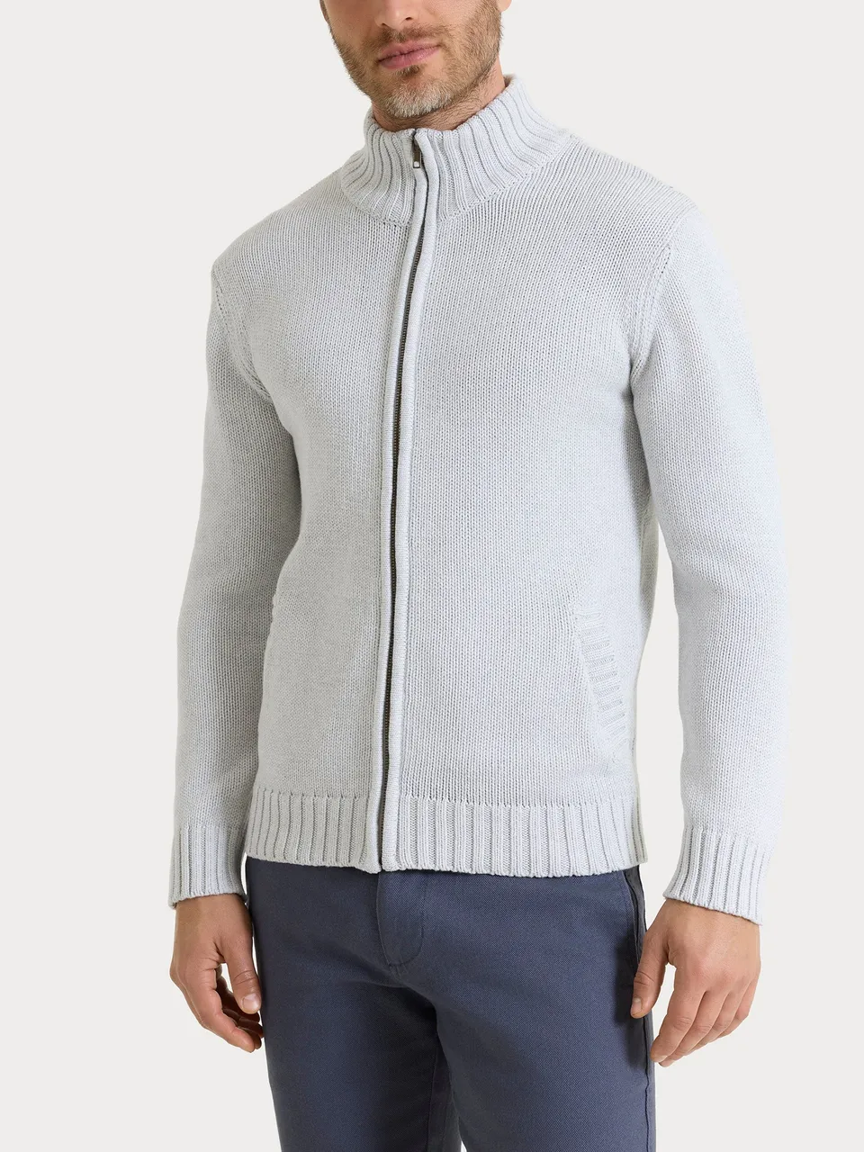 Ragno Winter Cotton cardigan uomo zip cotone grigio