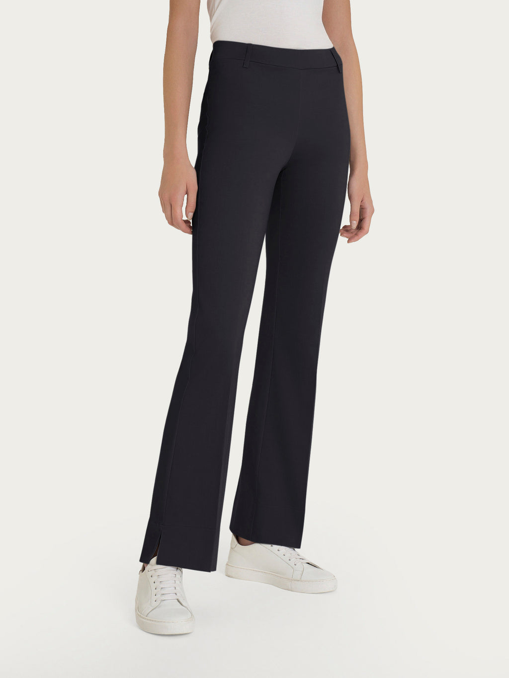 Ragno Satin Power Flare con Spacchi Pantaloni Nero satin