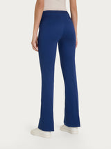 Ragno Satin Power Pantaloni Flare con Spacco Blueberry satin elasticizzato