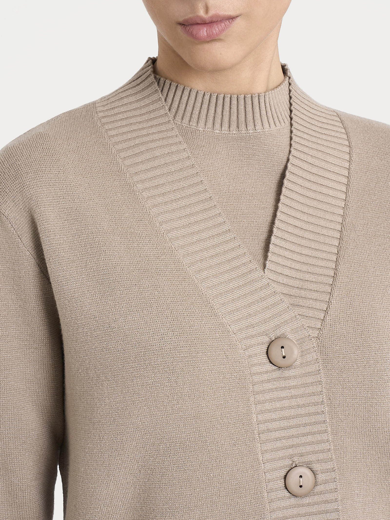 Ragno Super Soft cardigan asimmetrico cammello viscosa