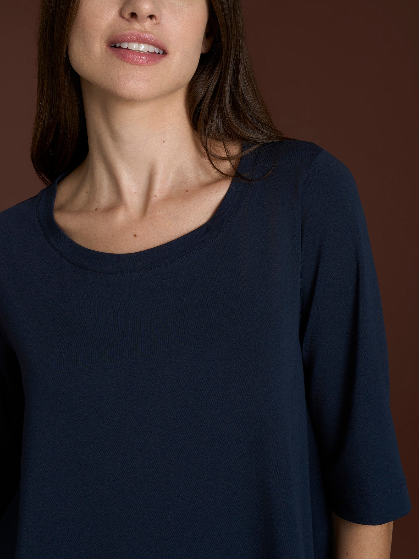 Ragno beYOUtiful maglietta manica 3/4 cotone Bleu boxy