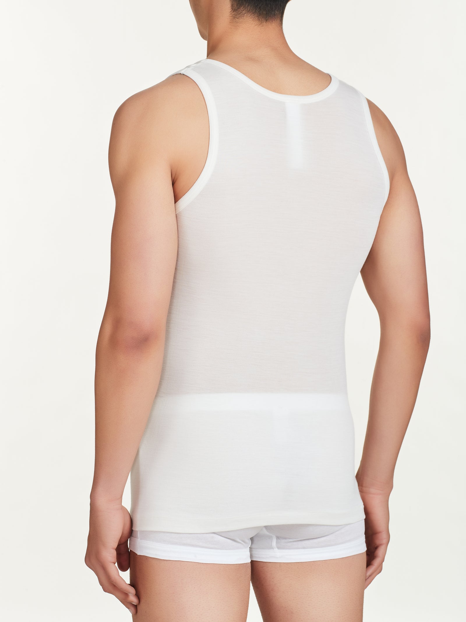 Ragno Wonderwool canottiera lana spalla larga bianco seta