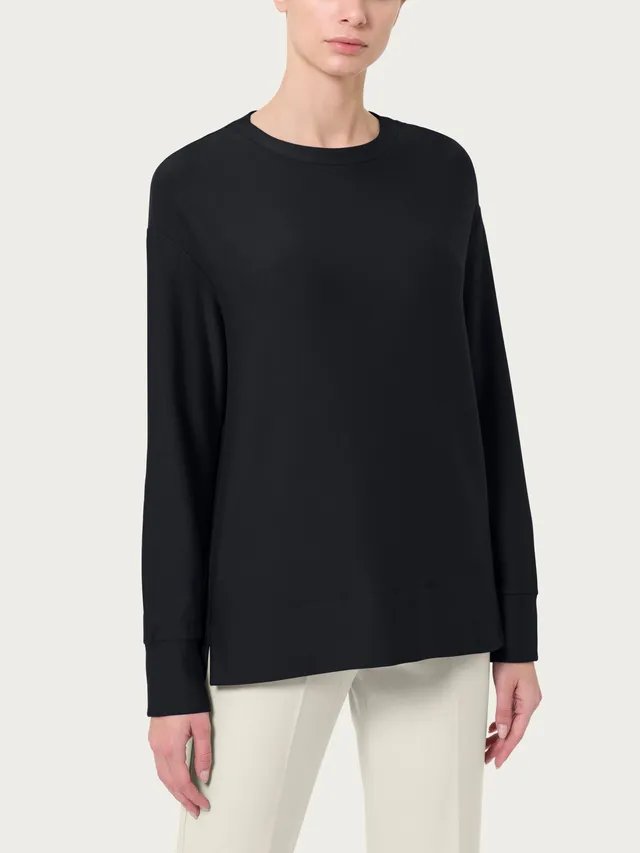 Ragno Relaxed Wardrobe Felpa Barchetta Donna Nera Viscosa