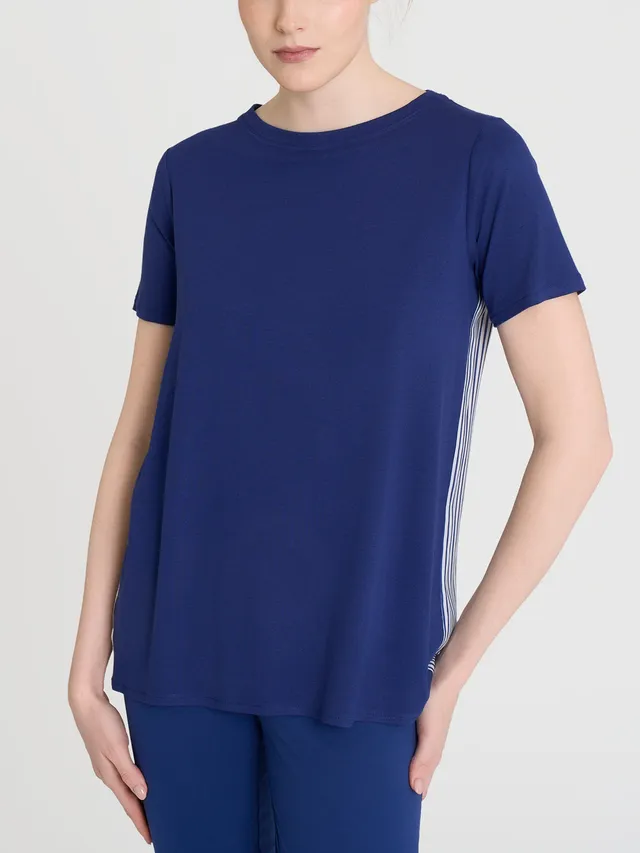 Ragno Viscosa Summer t-shirt rigata dietro Mirtillo