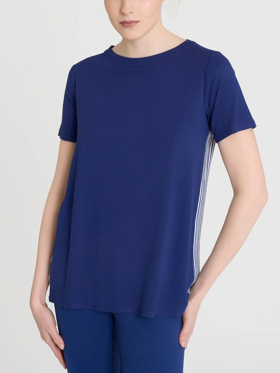 Ragno Viscosa Summer t-shirt rigata dietro Mirtillo