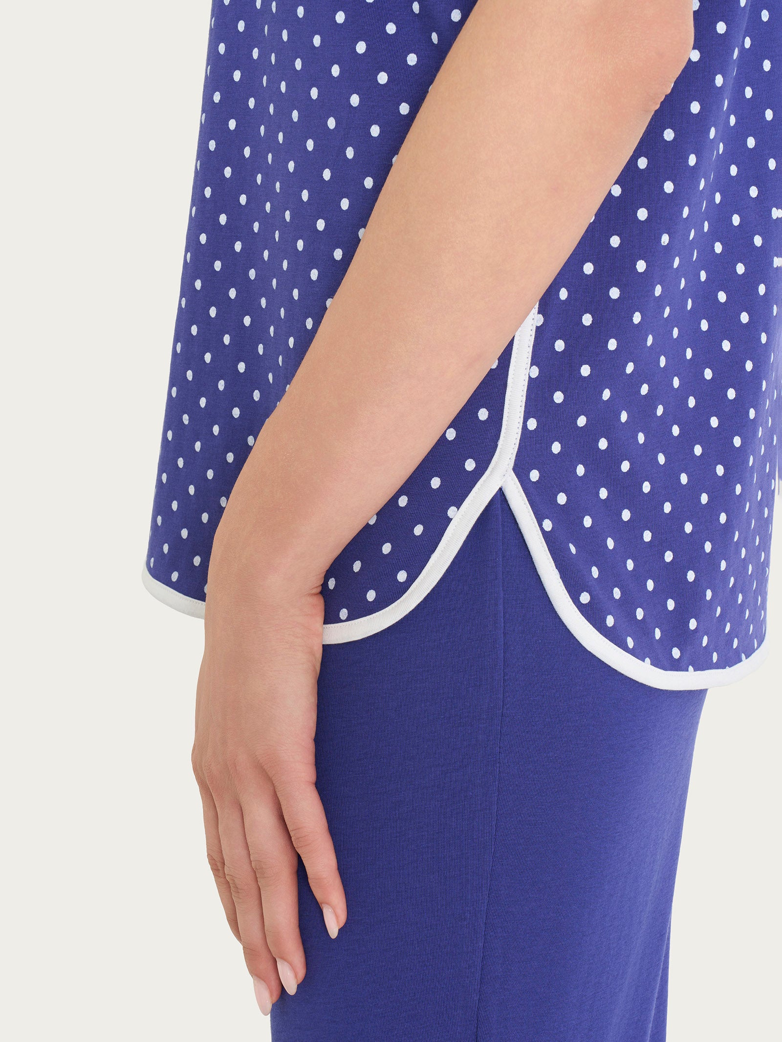 Ragno Sweet Emotion pigiama pinocchietto pois jersey cotone blu