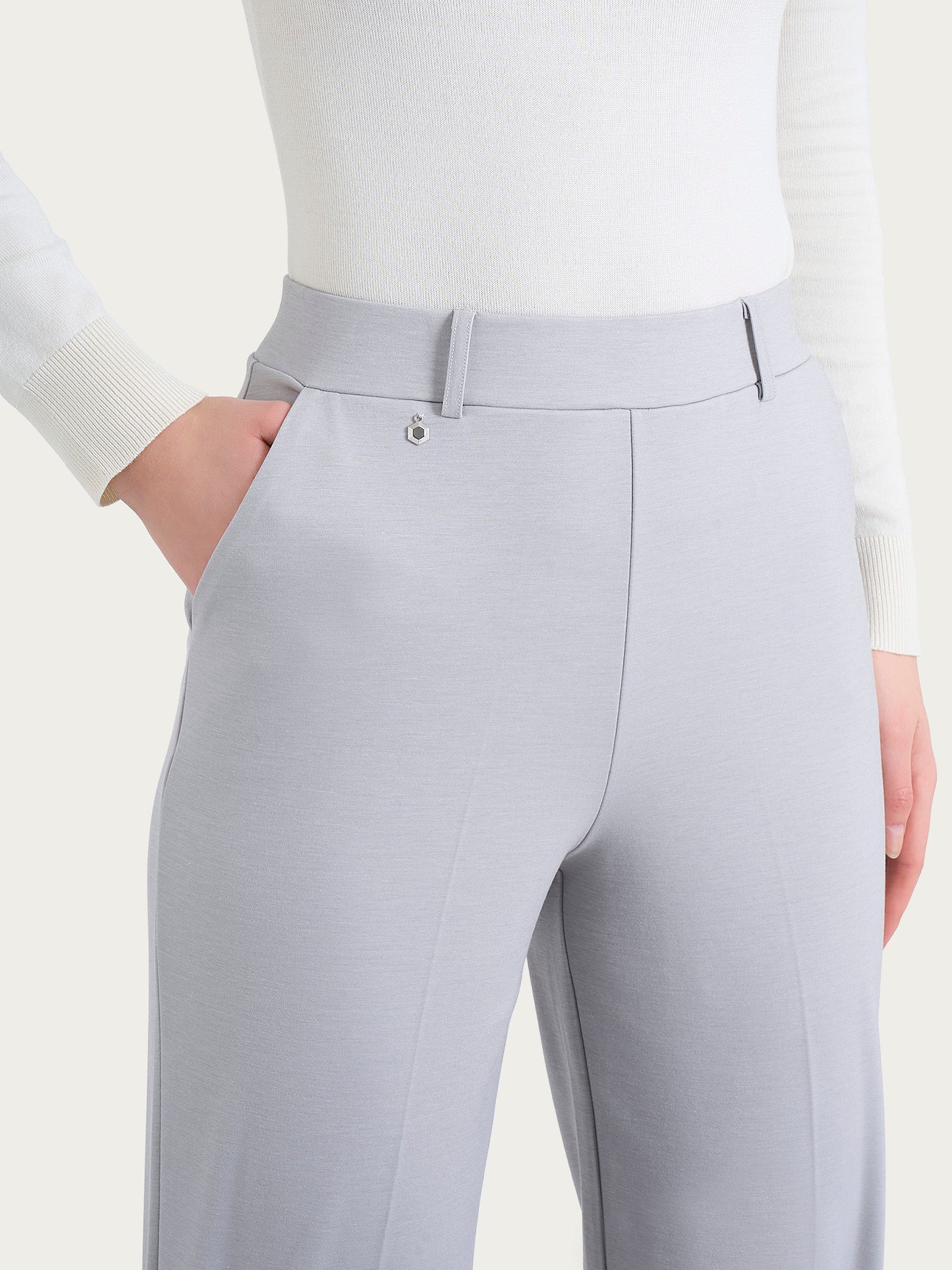 Ragno Cashmere Compact Pantalone Ampio pantalone ghiaia mel tasche