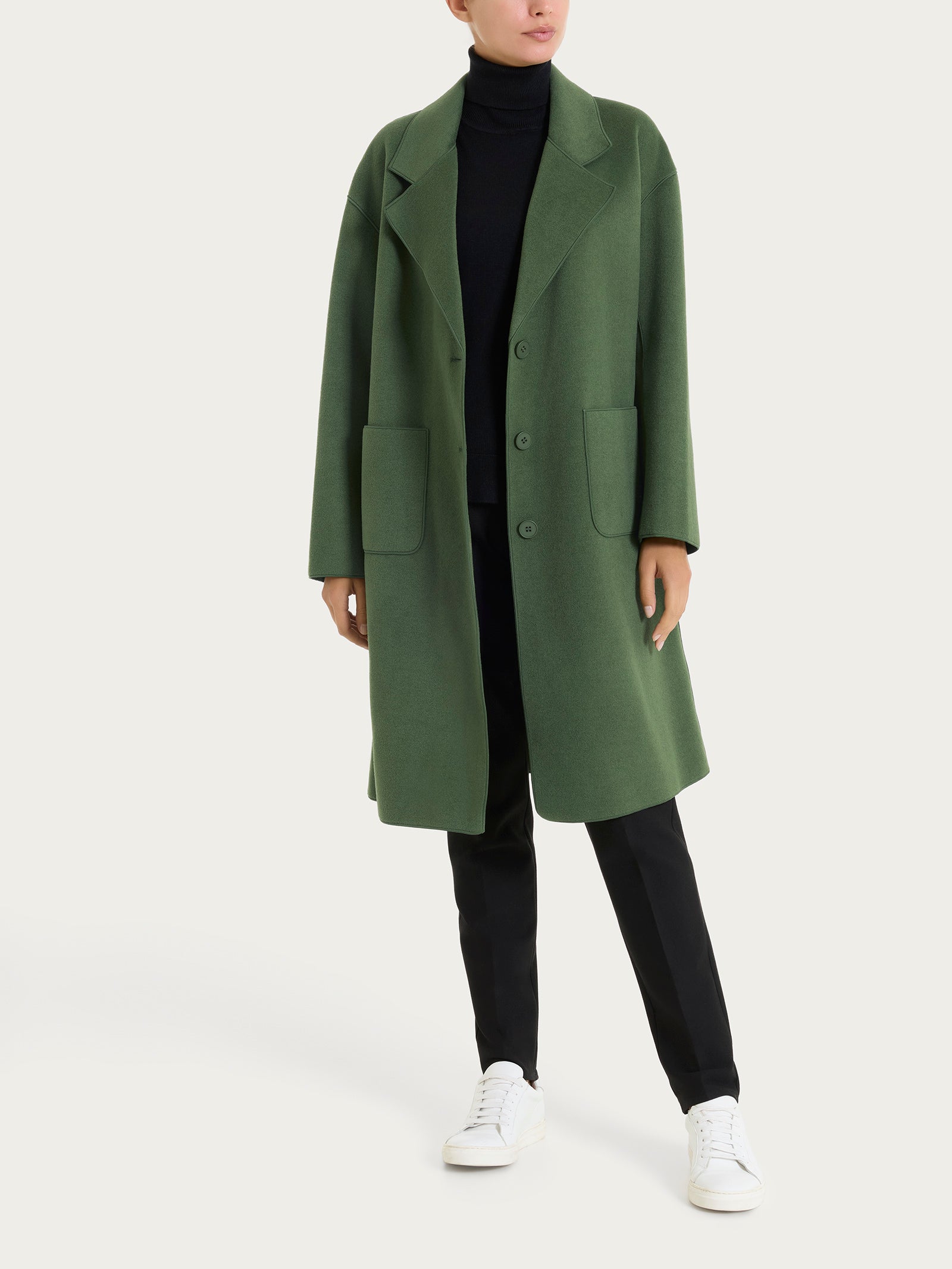 Ragno Vegan Wool Cappotto Bottoni Bronze Green caldo