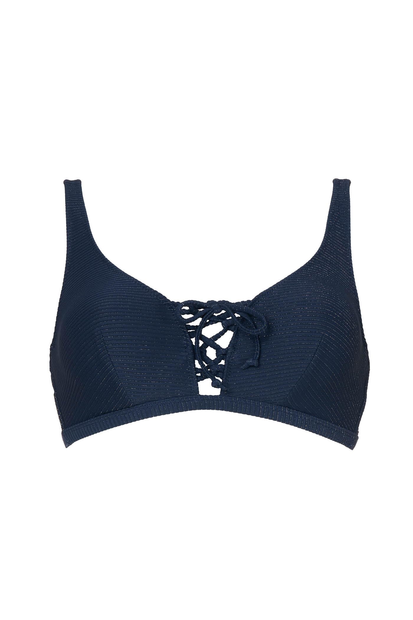 Goldenpoint Costina Lamè stringato con ferretto top bikini lurex tinta unita