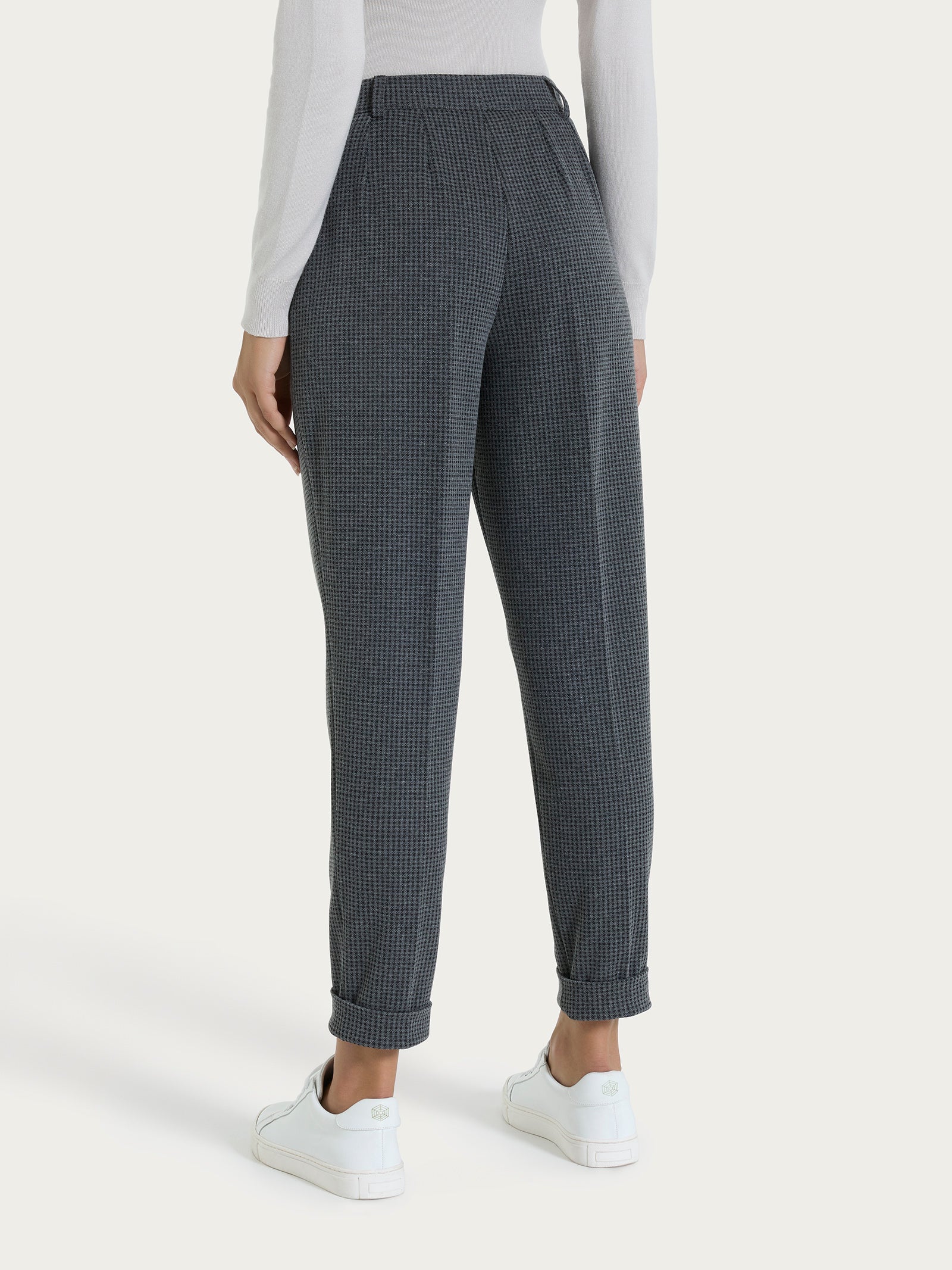 Ragno Compact pantalone chino slim micro check Ardesia Mel jacquard
