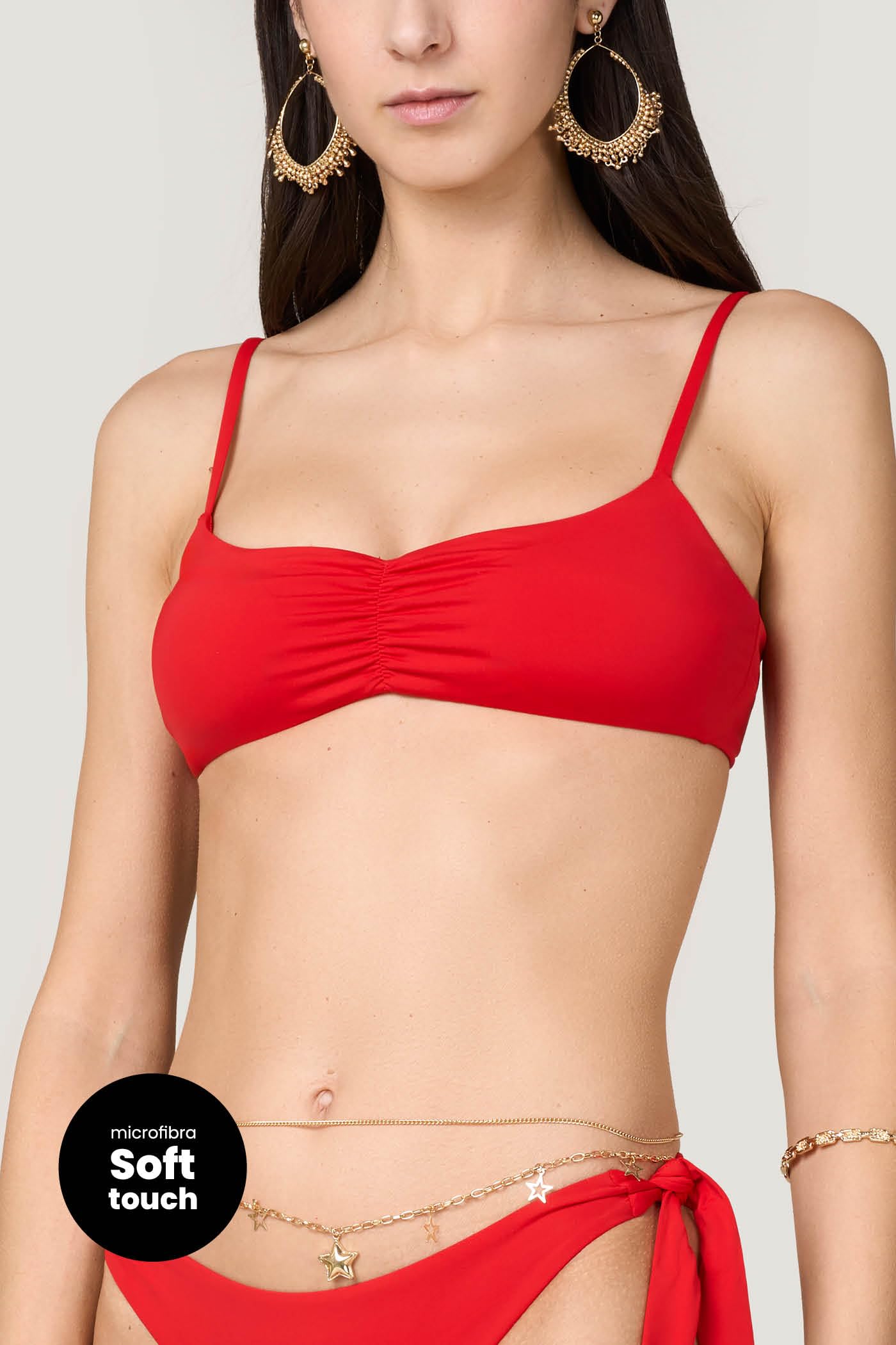 Goldenpoint Micro top bikini microfibra tinta unita spalline regolabili