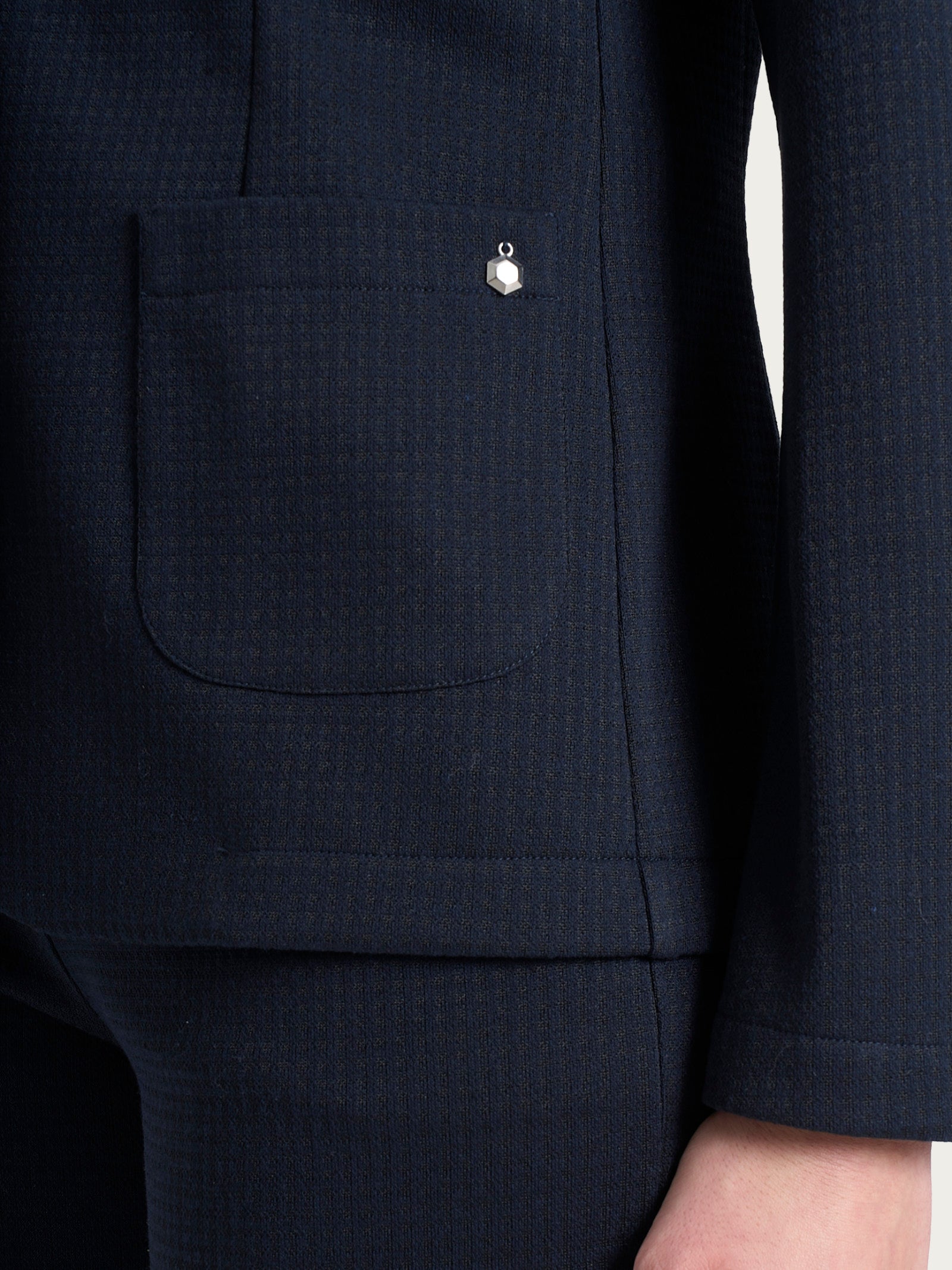 Ragno Compact Blazer 2 Bottoni Micro Check Fant.Bleu