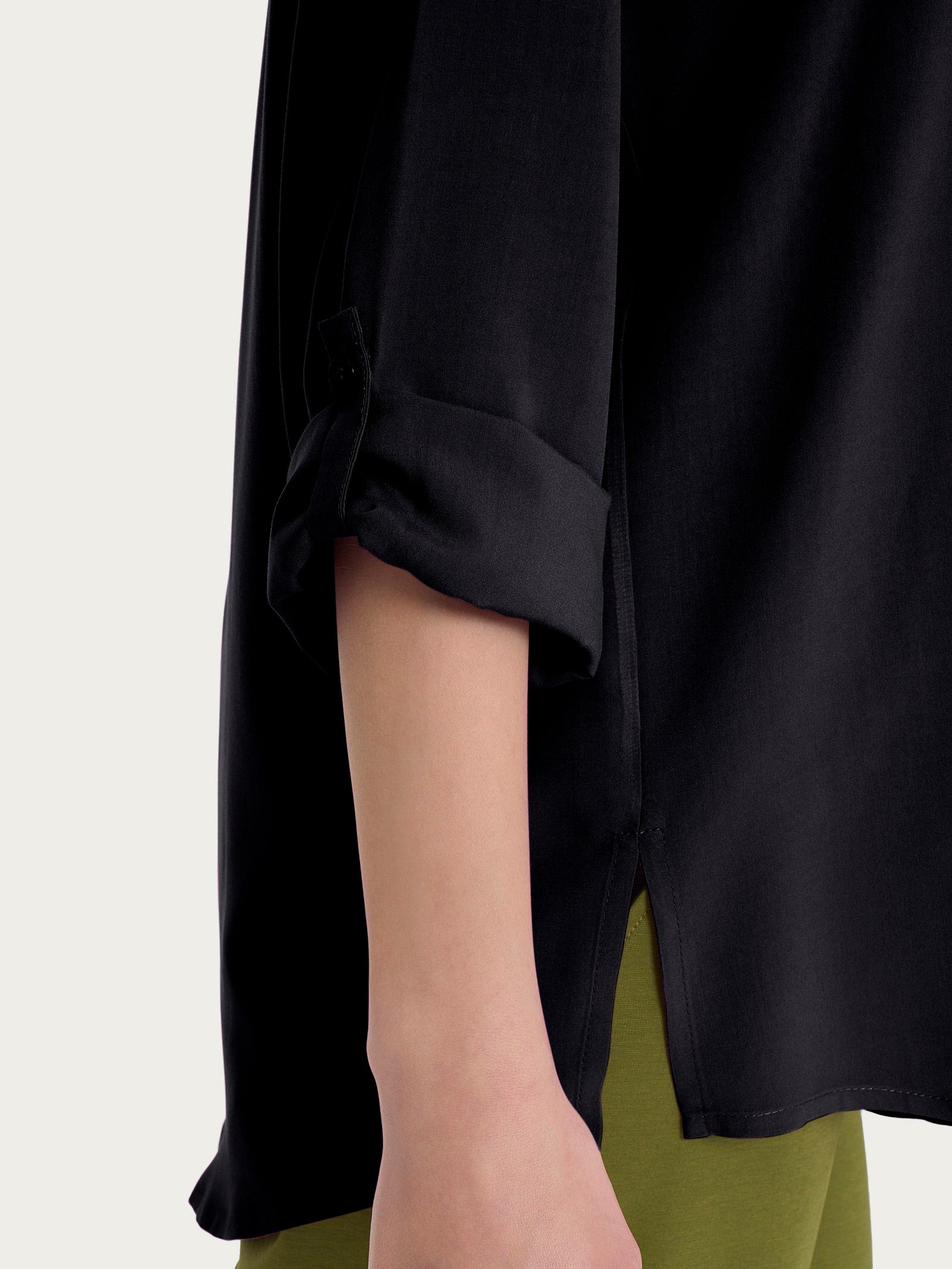Ragno EcoSeta Blusa Collo Coreana Nero manica lunga