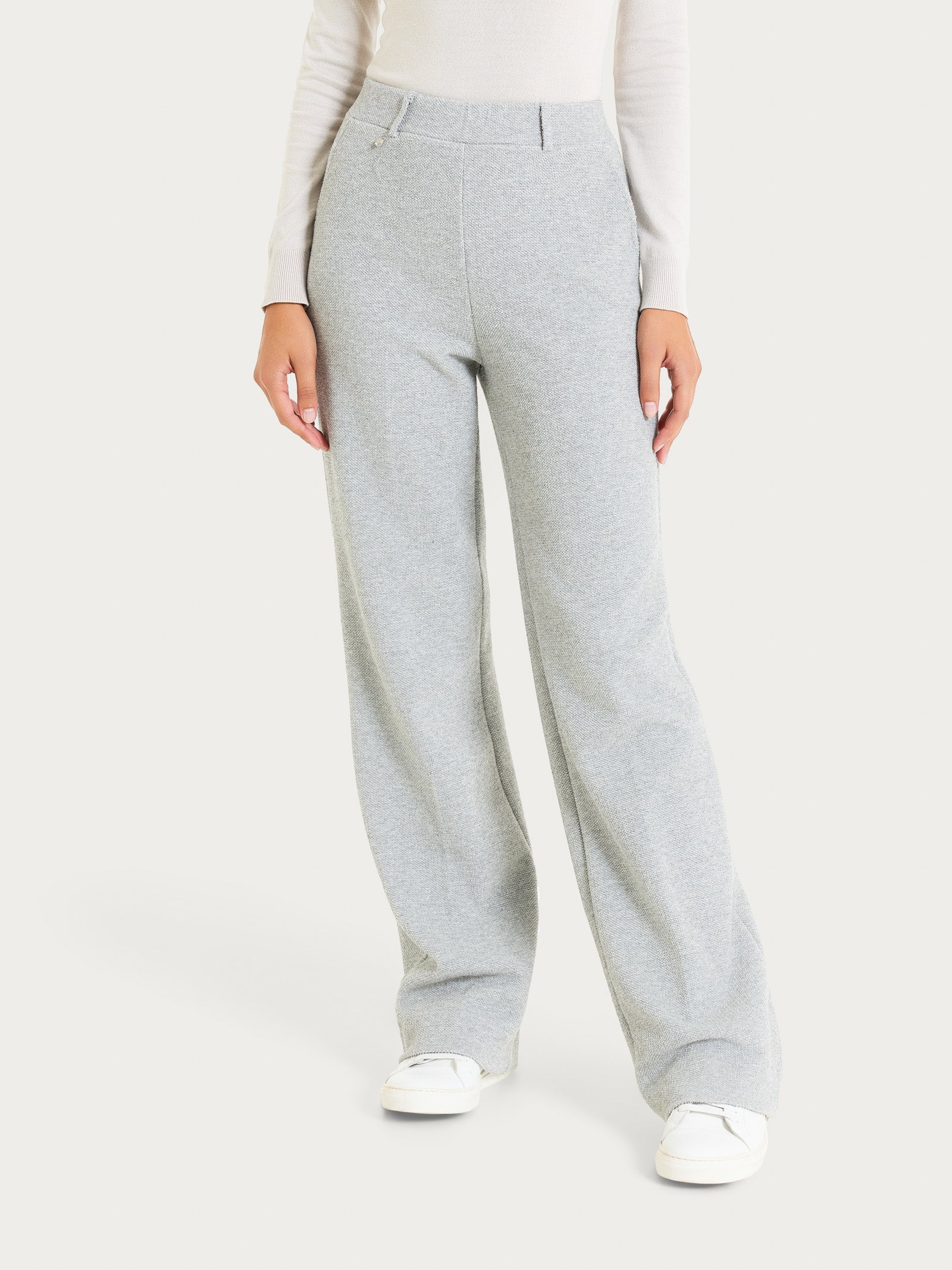 Ragno Pantalone Ampio Japanese Fleece Caldo Grigio Melange