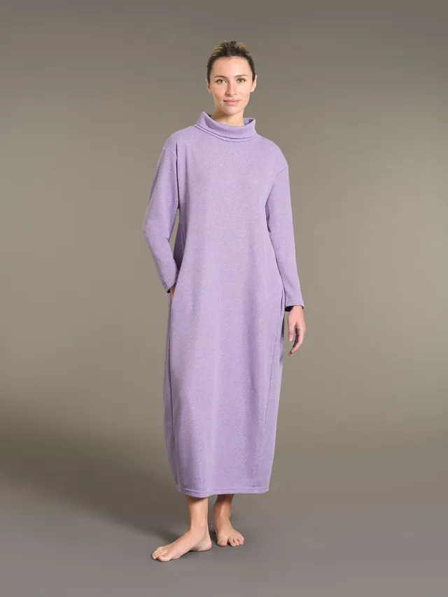 Ragno Cotton Eco Pile camicia notte lunga donna lilla pile