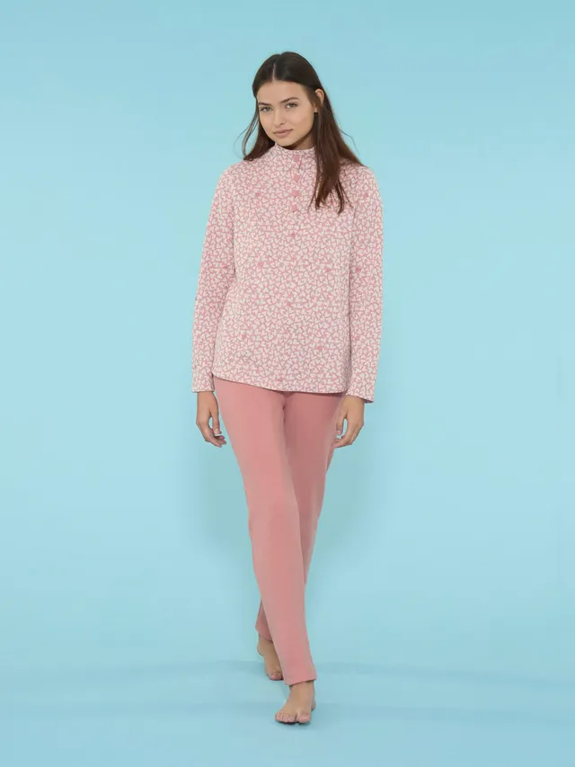 Ragno Cotton Eco Pile pigiama serafino caldo rosso Fant Pesco
