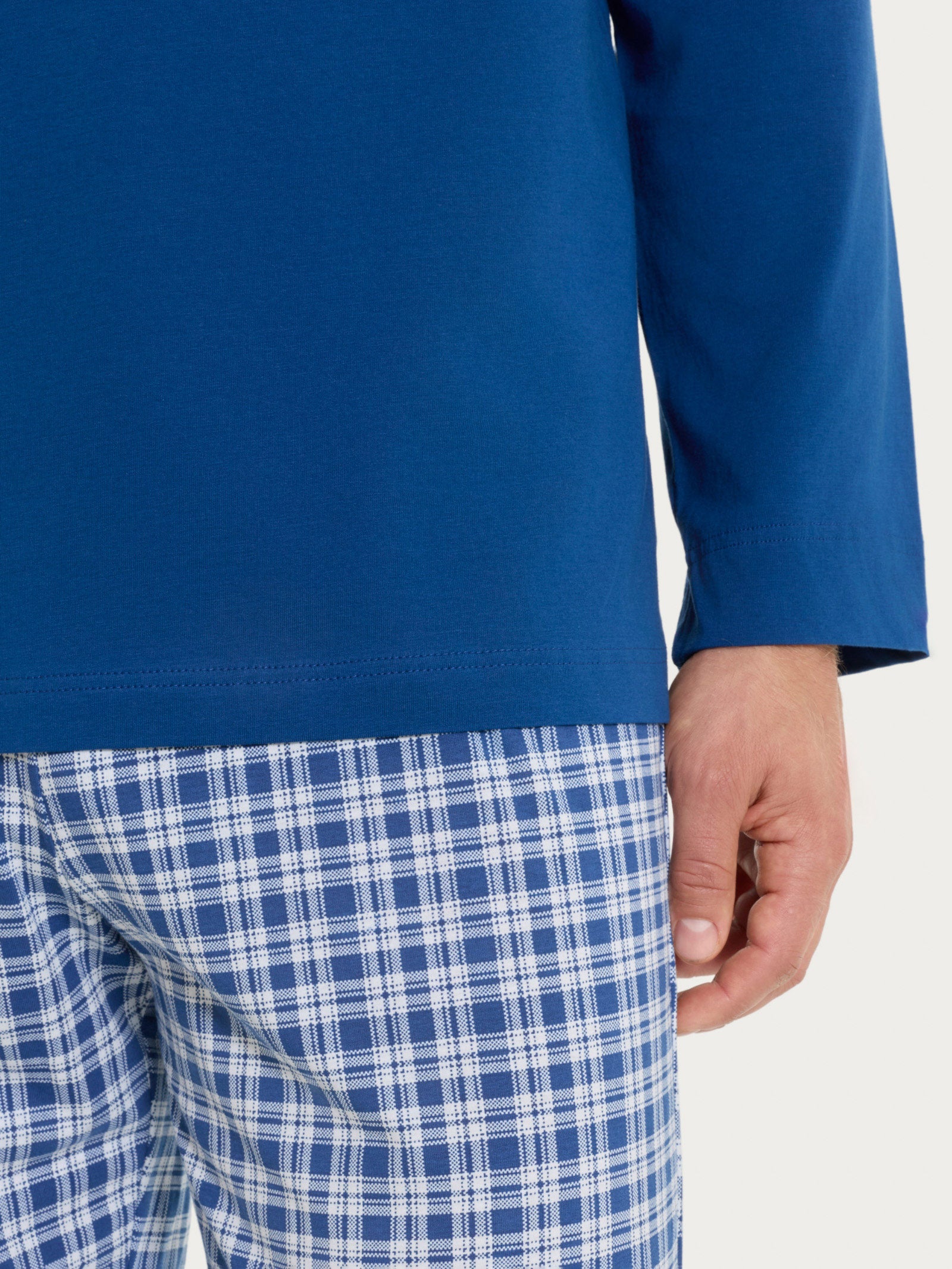 Ragno Jersey Cotone Pigiama Serafino Tartan Navy Peony
