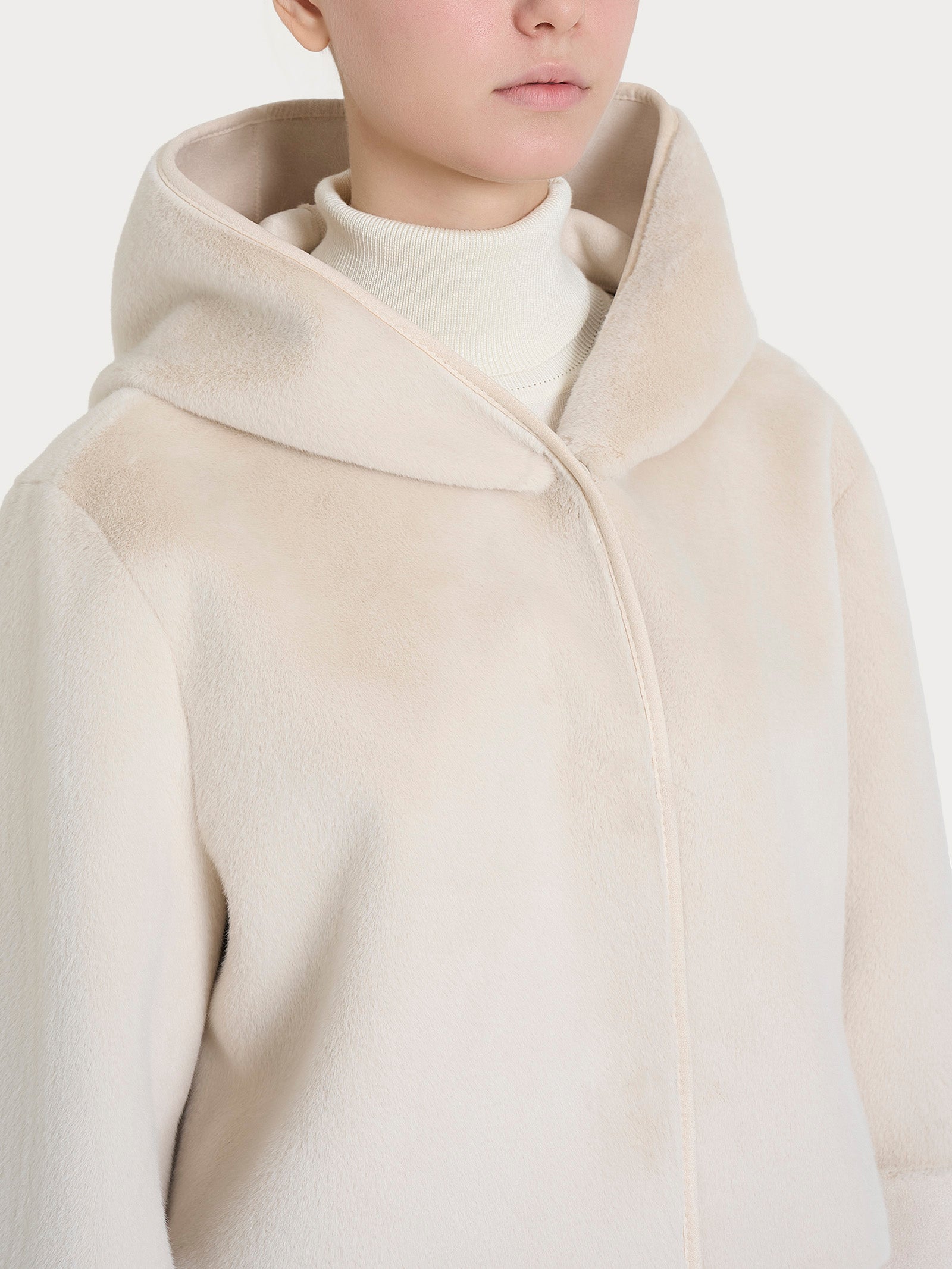 Ragno SL giacca cappuccio double-face Champignon shearling