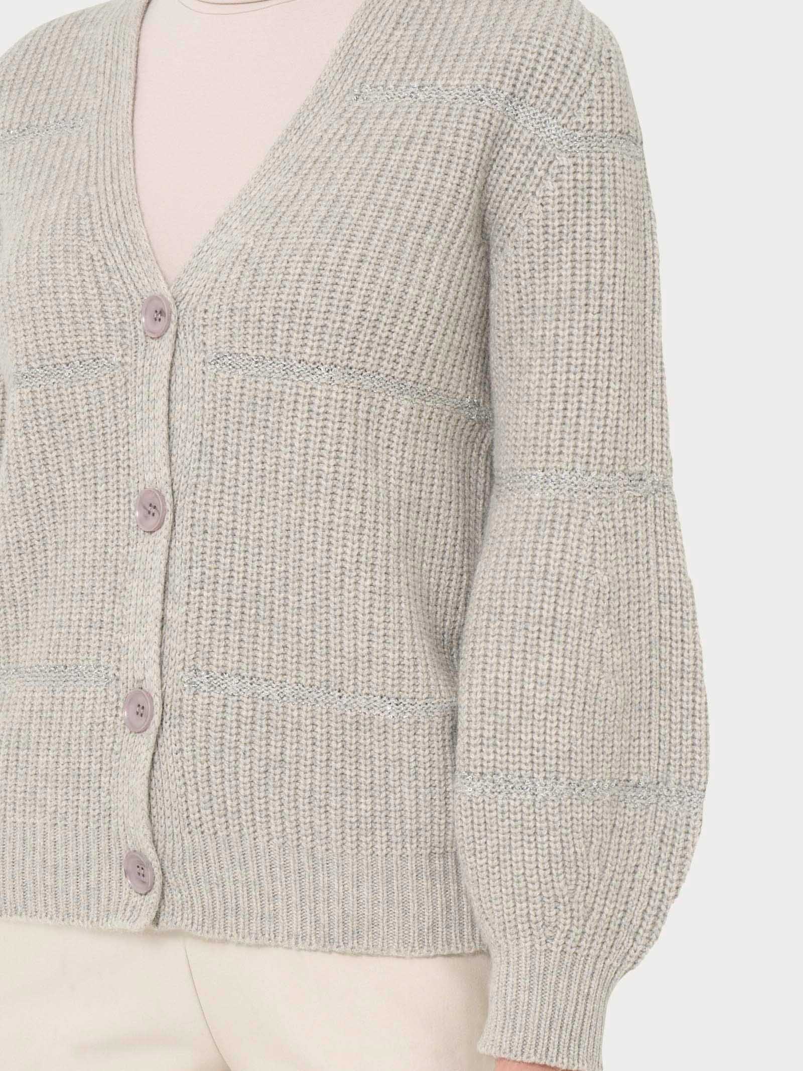 Ragno Cardigan bottoni paillettes misto angora Ghiaia Mel.