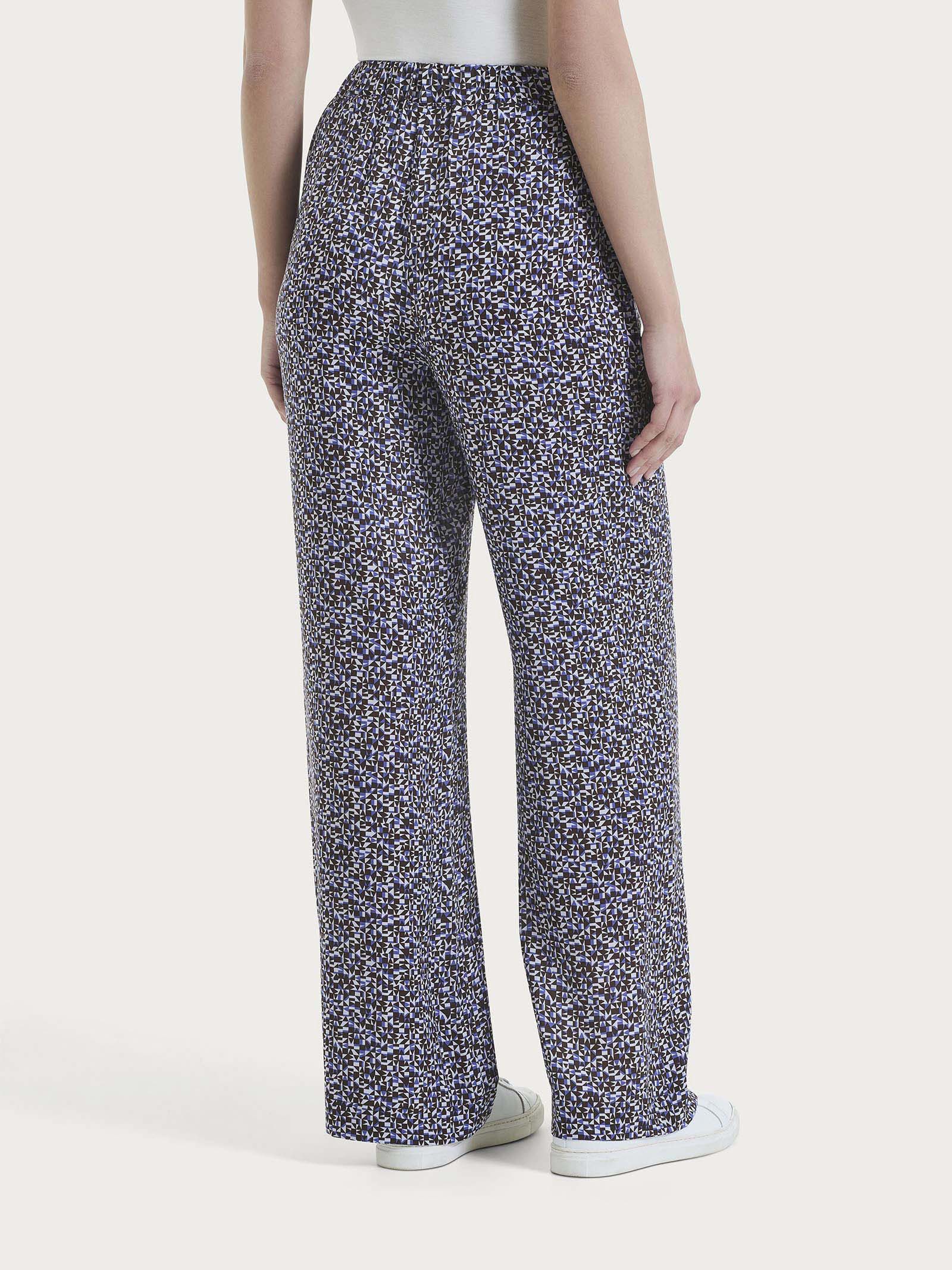 Ragno EcoSeta Pantalone ampio rosa fantasia in viscosa