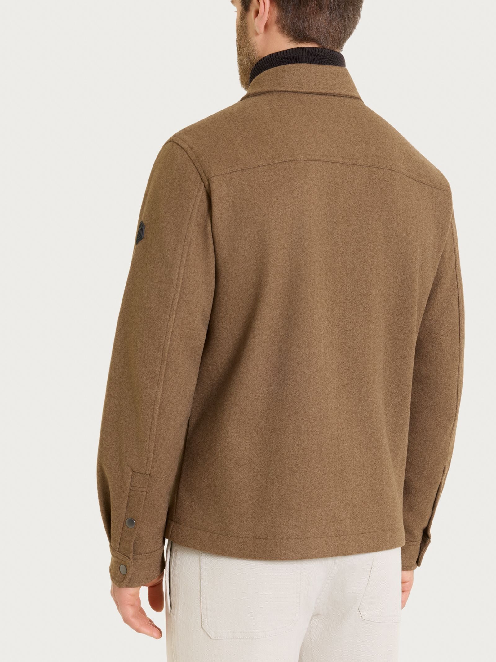 Ragno Vegan Wool Giacca collo camicia Castoro Mel. uomo