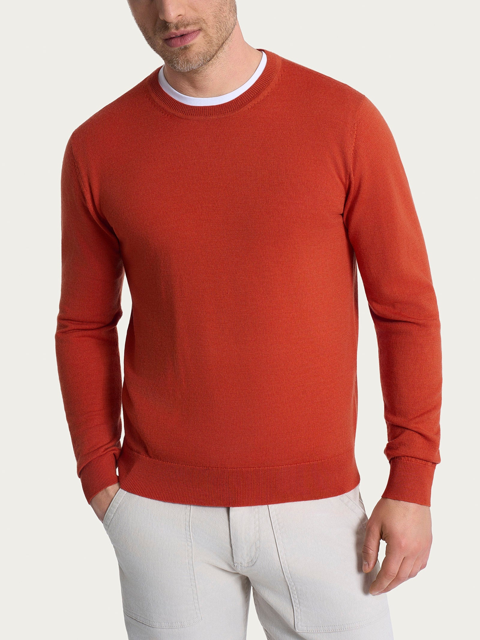 Ragno Merino Soft pull girocollo Rust lana merino uomo