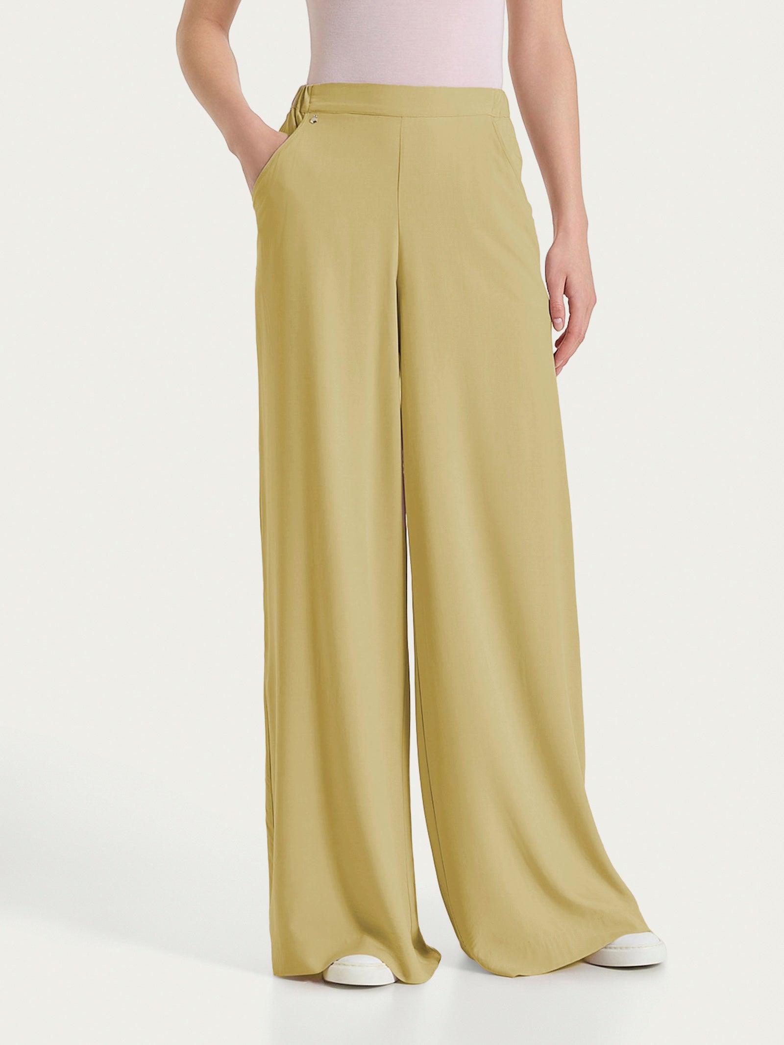 Ragno Voile Stretch Pantalone a Palazzo Donna Khaki Wide Leg