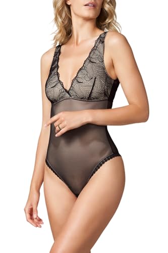 Goldenpoint Midnight Tulip body in pizzo scollo a V