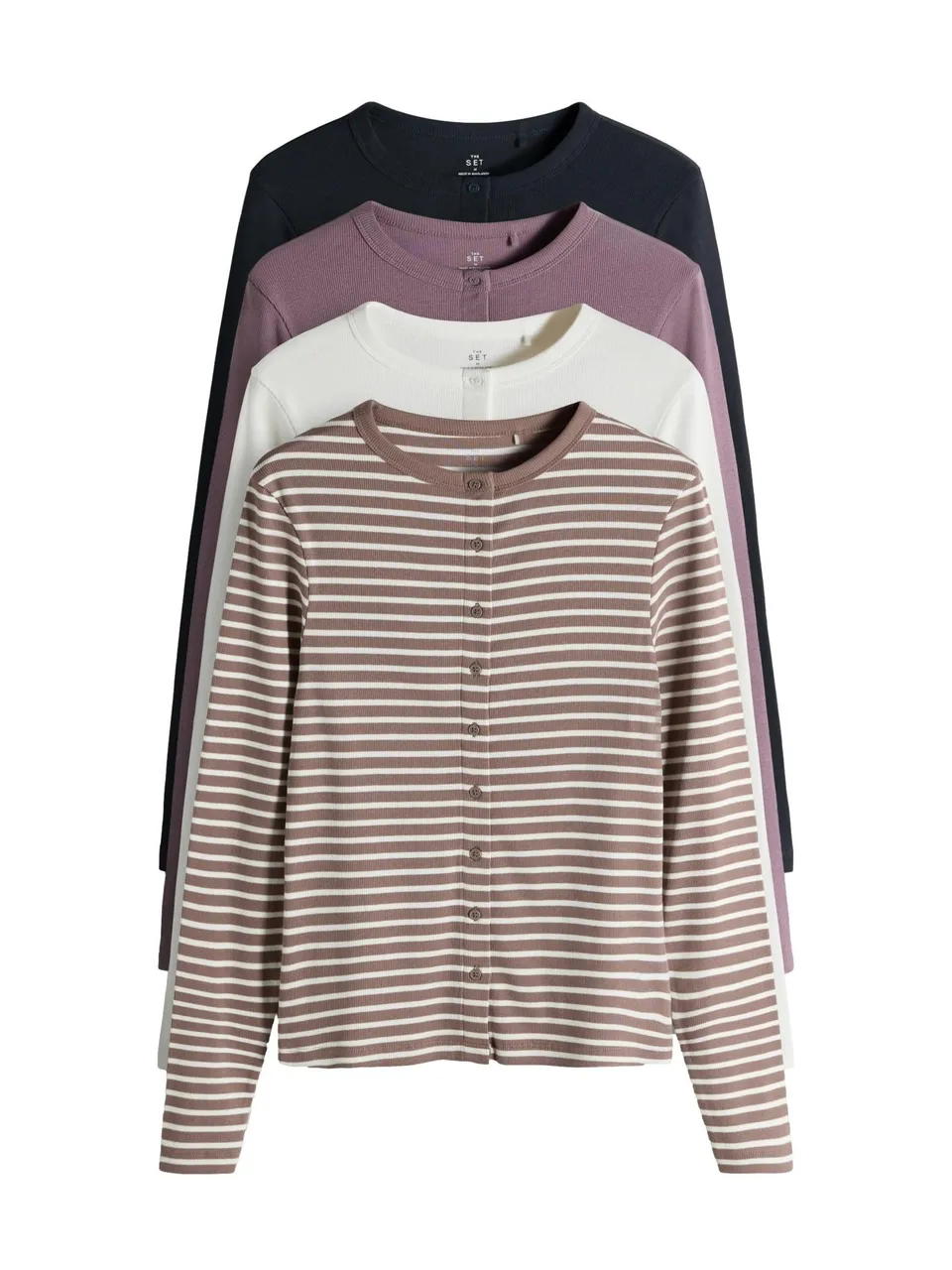 Geo Next THE SET Magliette Bottoni Donna 4 Pezzi Maniche Lunghe