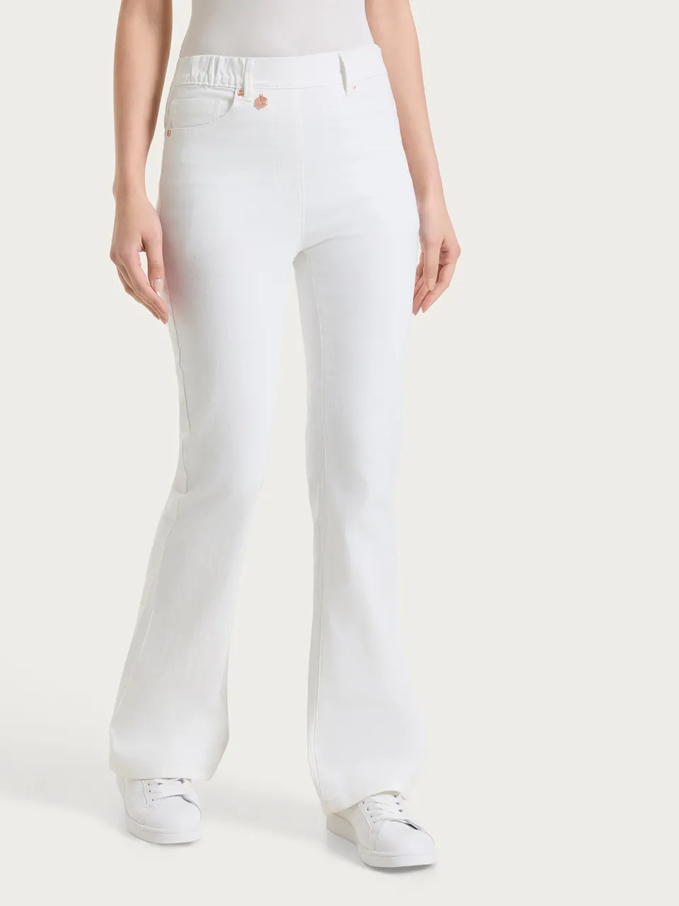 Ragno Light Denim Jeans flare bianco vita piatta