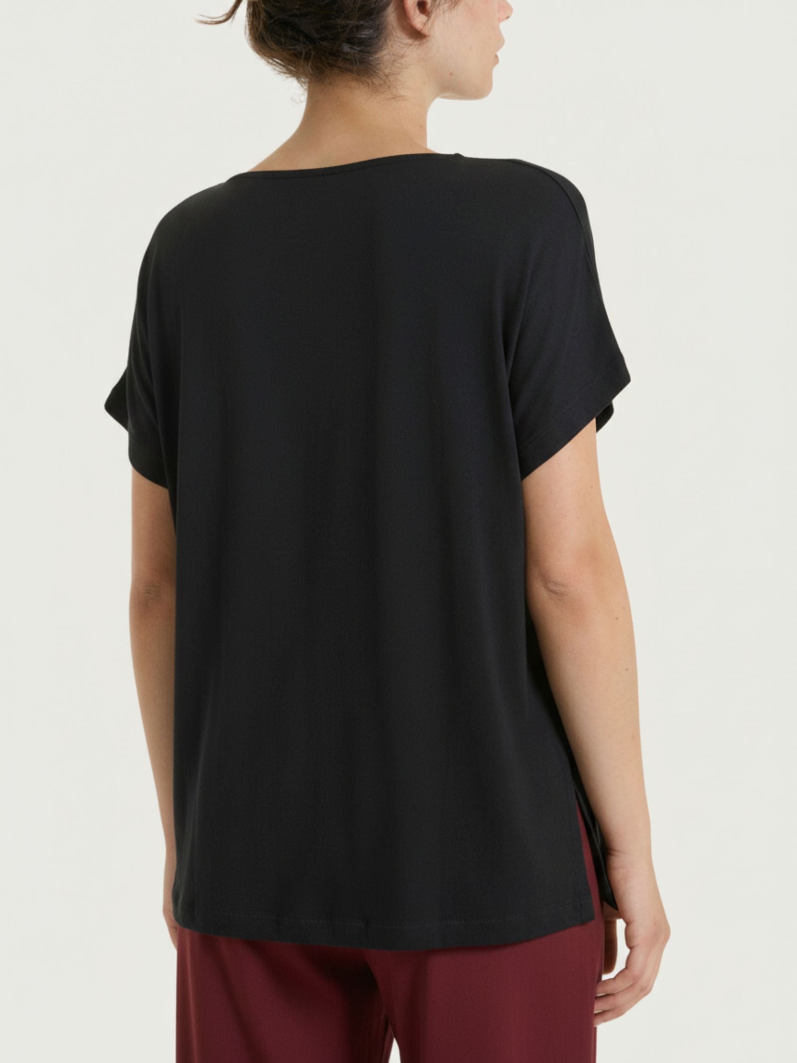 Ragno Viscosa Summer Girocollo maglietta donna kimono Nero