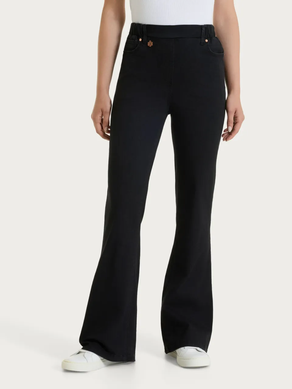 Ragno Super Denim Jeans Flare Scampanato Nero con Tasche