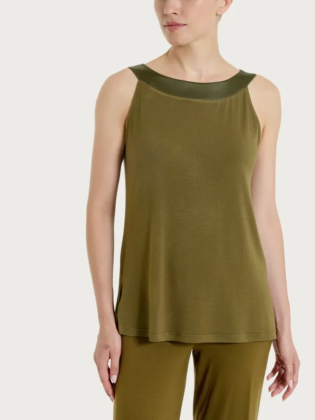 Ragno Viscosa Summer top spalla larga viscosa verde raso