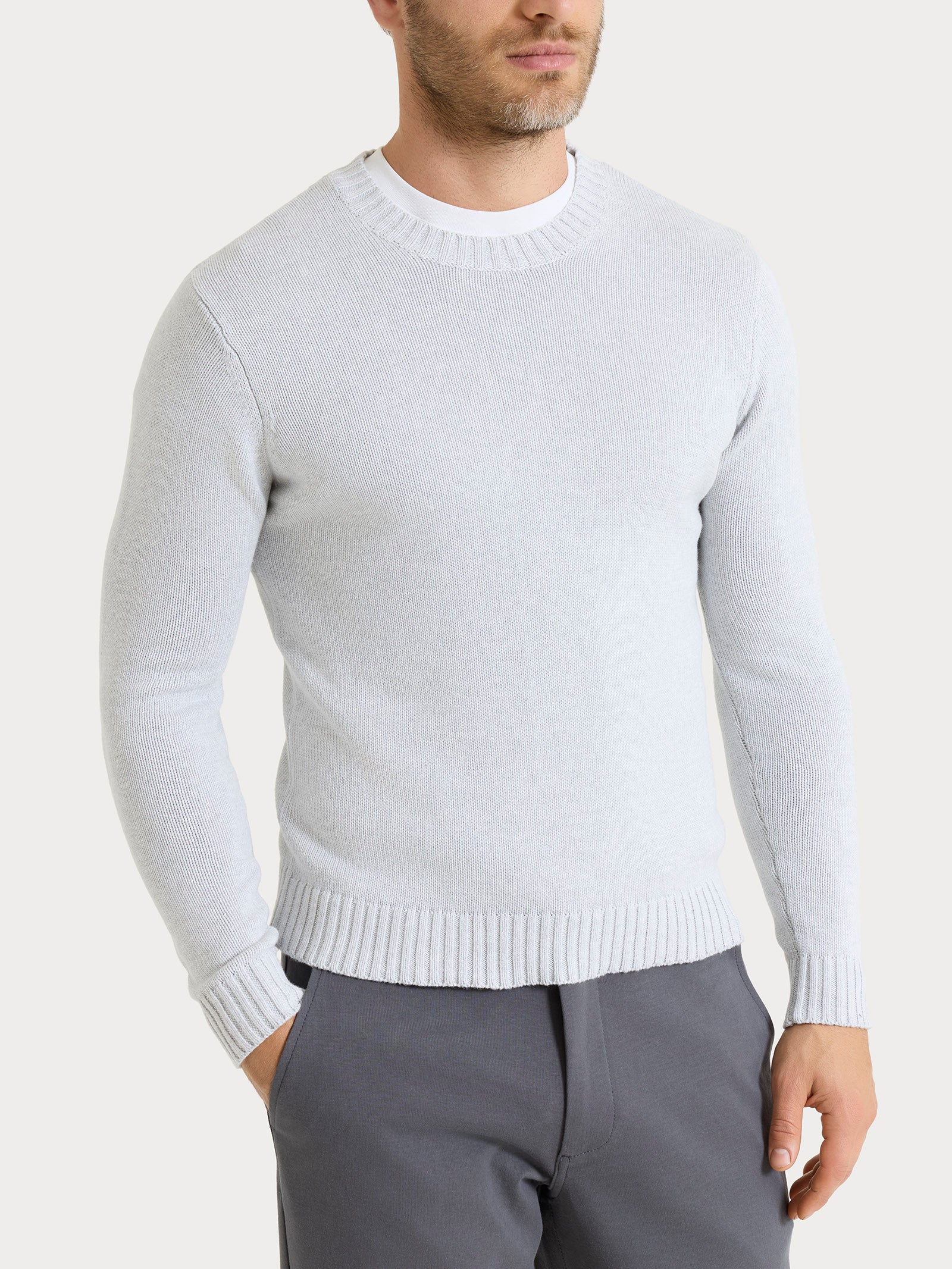 Ragno Winter Cotton Pull girocollo manica lunga Dawn Blue Mel.
