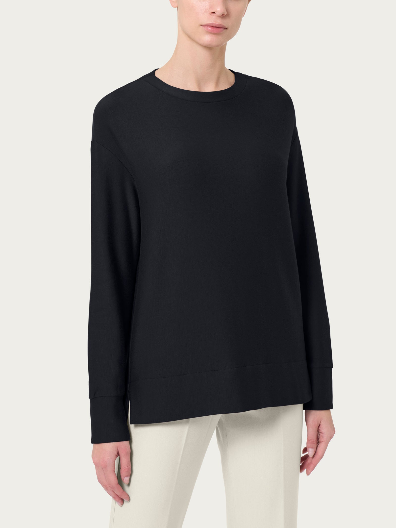 Ragno Relaxed Wardrobe Felpa Barchetta Donna Nera Viscosa