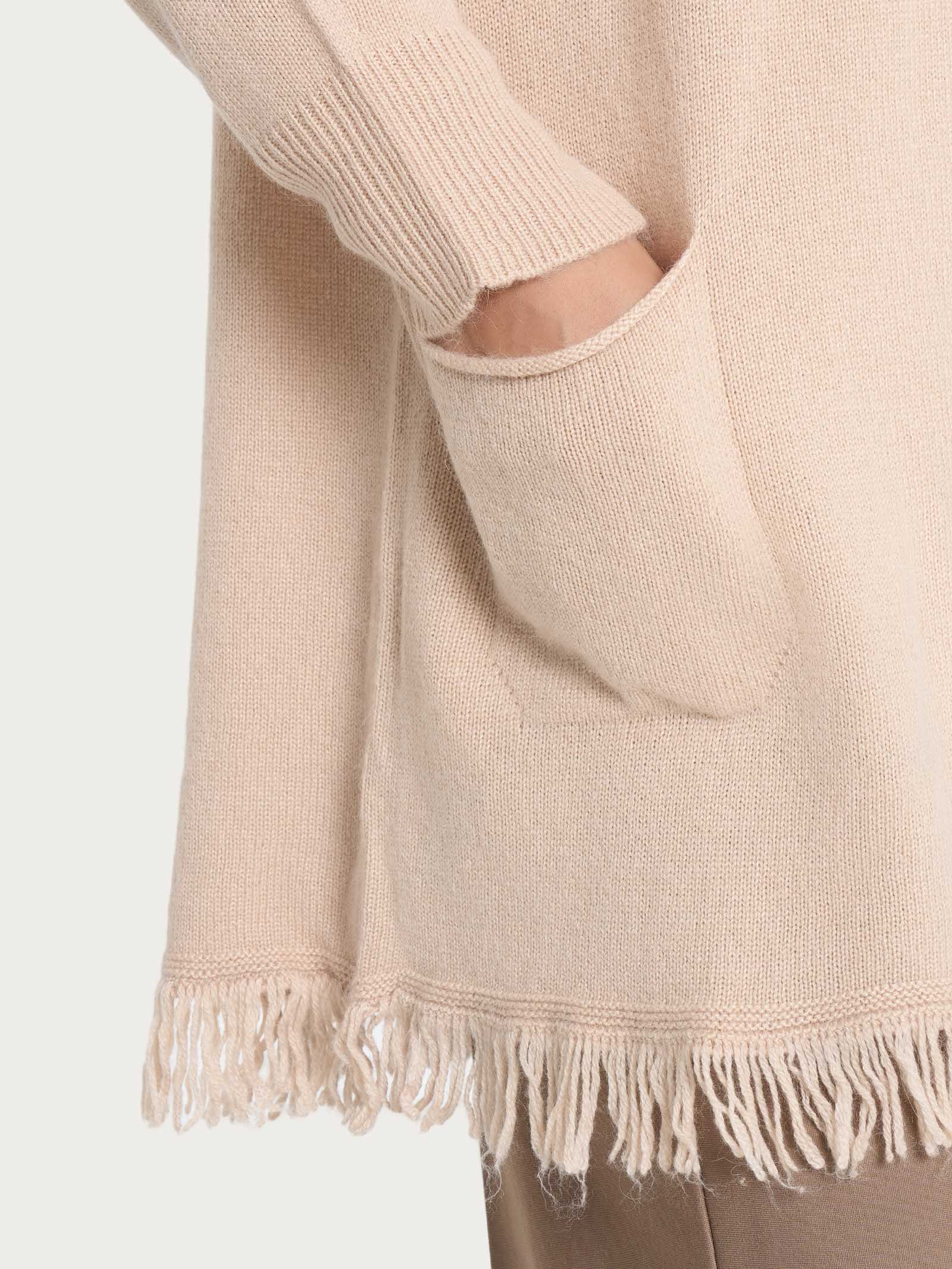 Ragno Merino Soft Cardigan lungo frange Moonlight angora