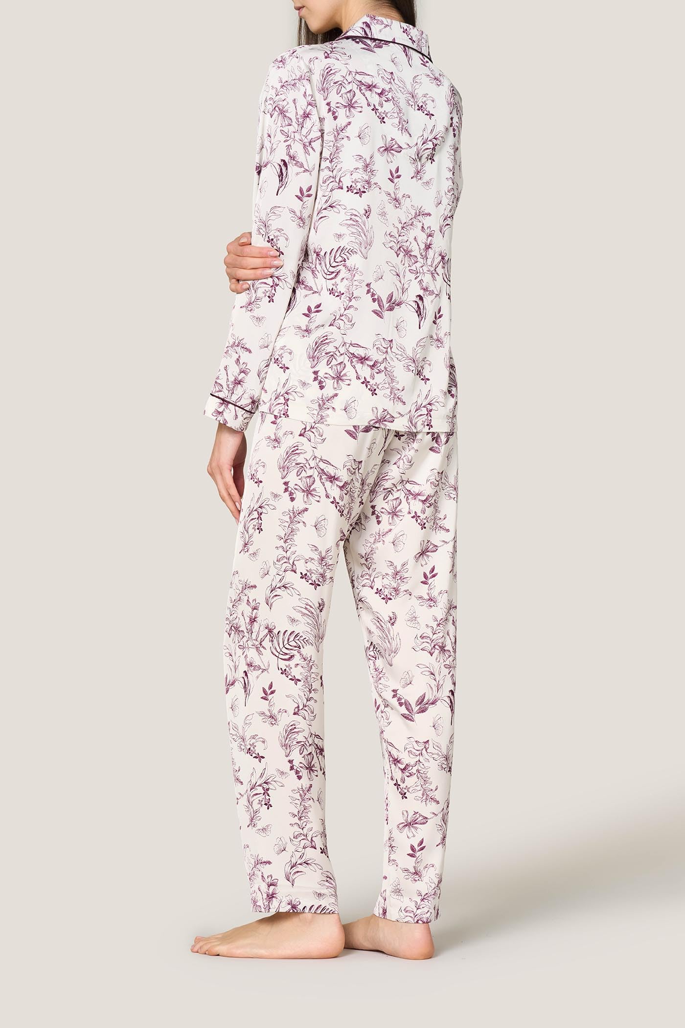 Goldenpoint Satin Flowers Pigiama Donna Abbottonato