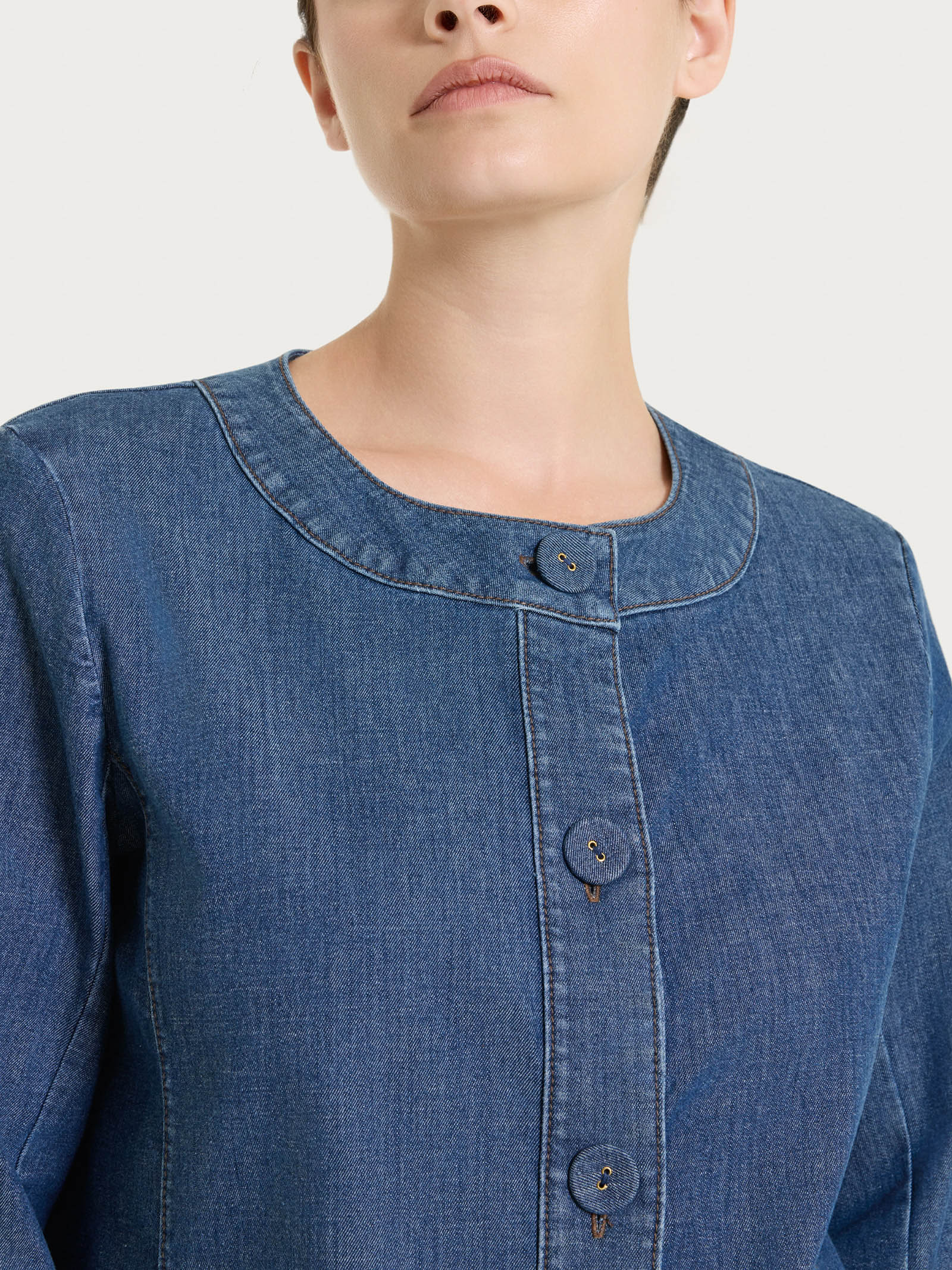 Ragno Light Denim Giacca Bottoni Jeans Cotone