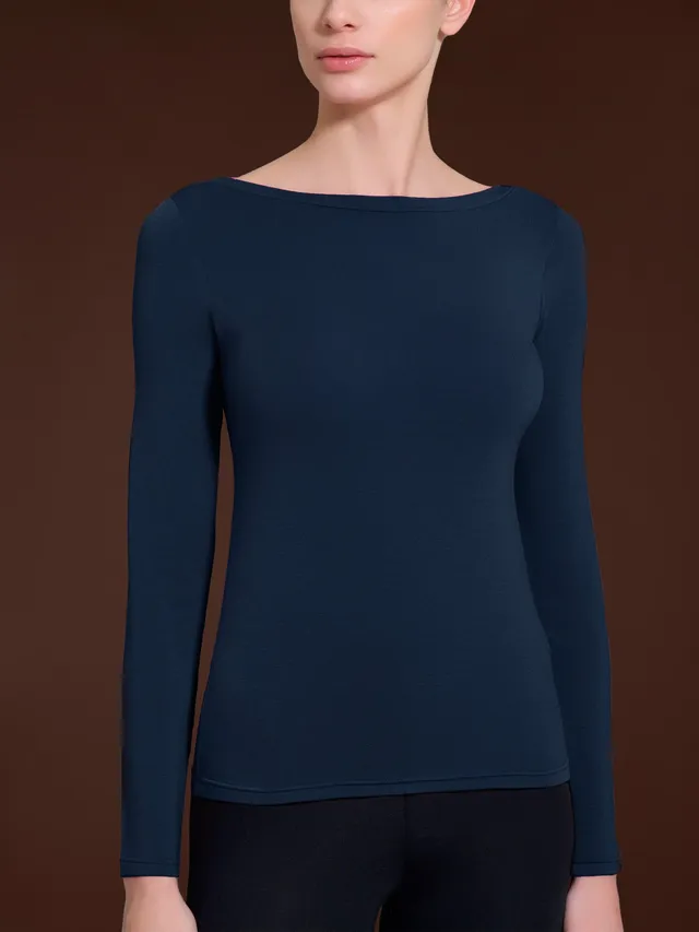 Ragno Tenderwool Maglietta Collo Barchetta Bleu misto lana