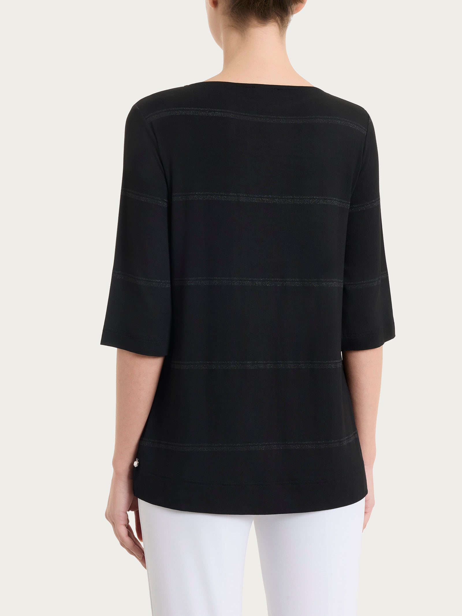 Ragno Viscosa Summer Maglietta righe Lurex Nero