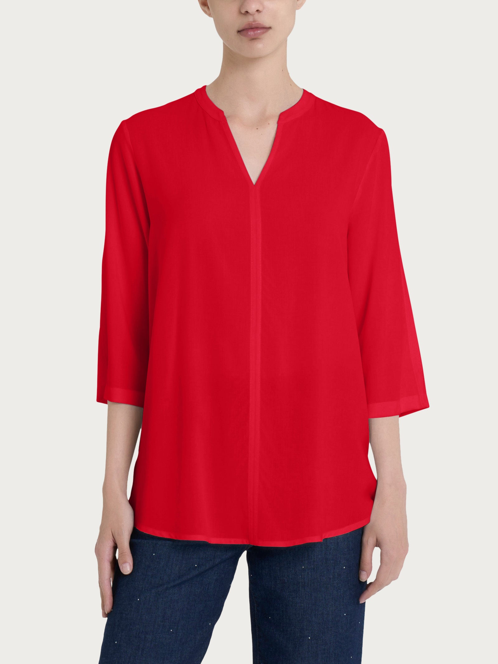 Ragno EcoSeta blusa collo coreana manica 3/4 Salsa raso
