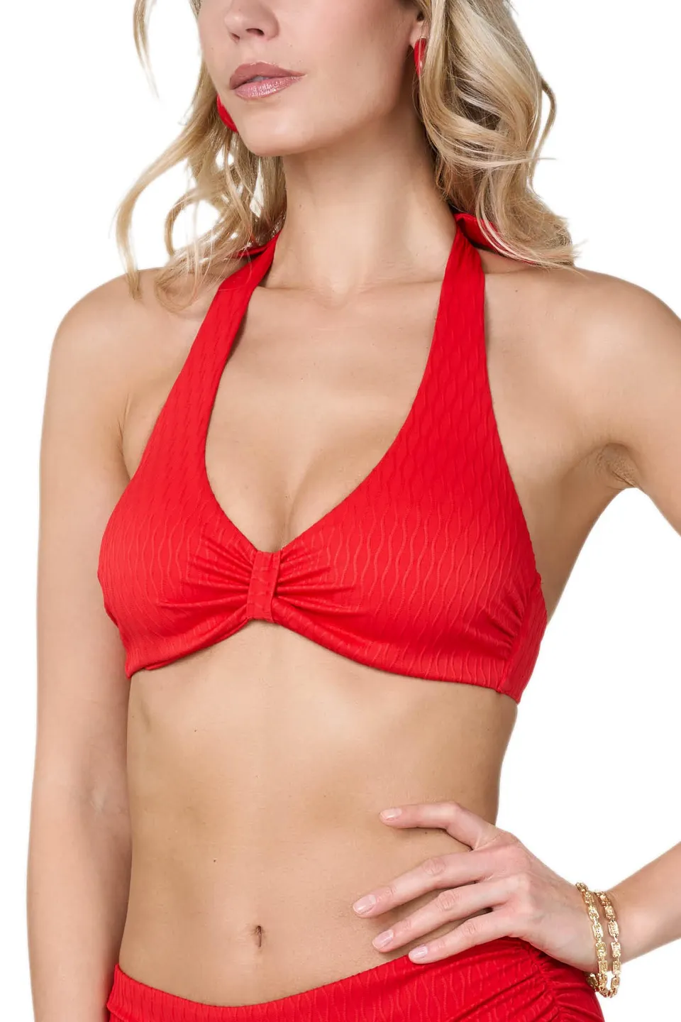 Goldenpoint Waves top bikini triangolo con ferretto jacquard