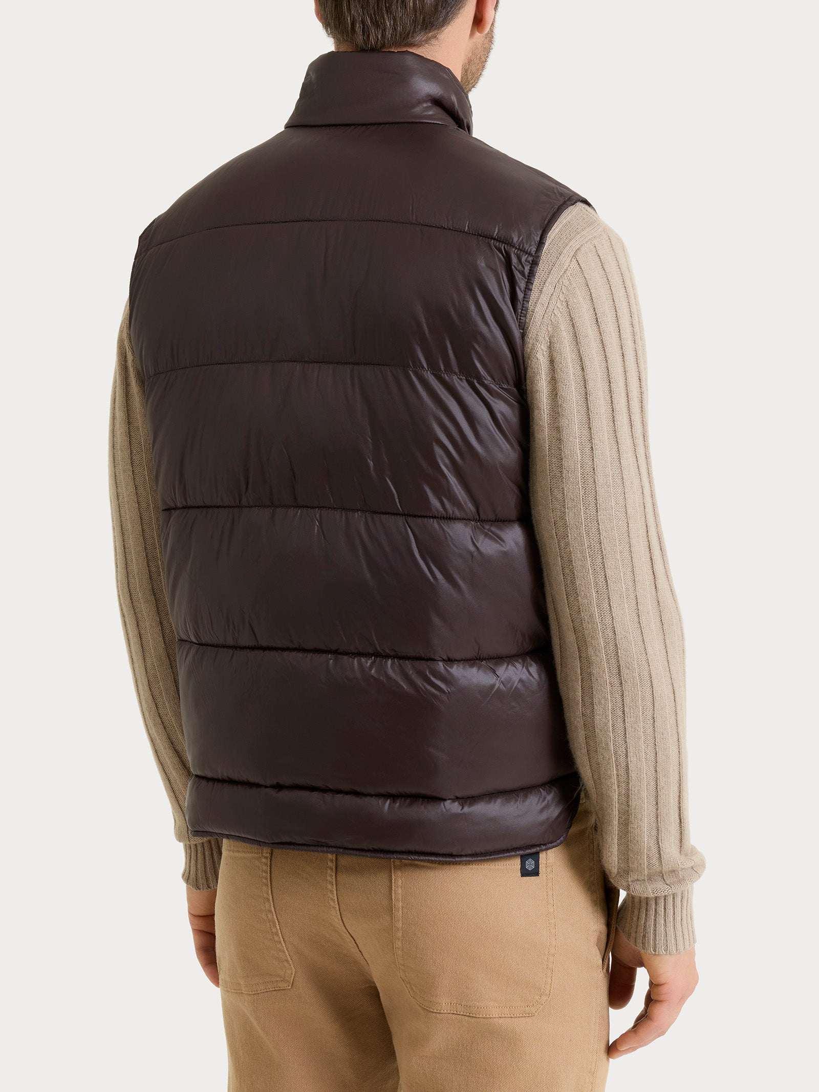 Ragno Vegan Down Piumino Shiny Smanicato marrone lucido