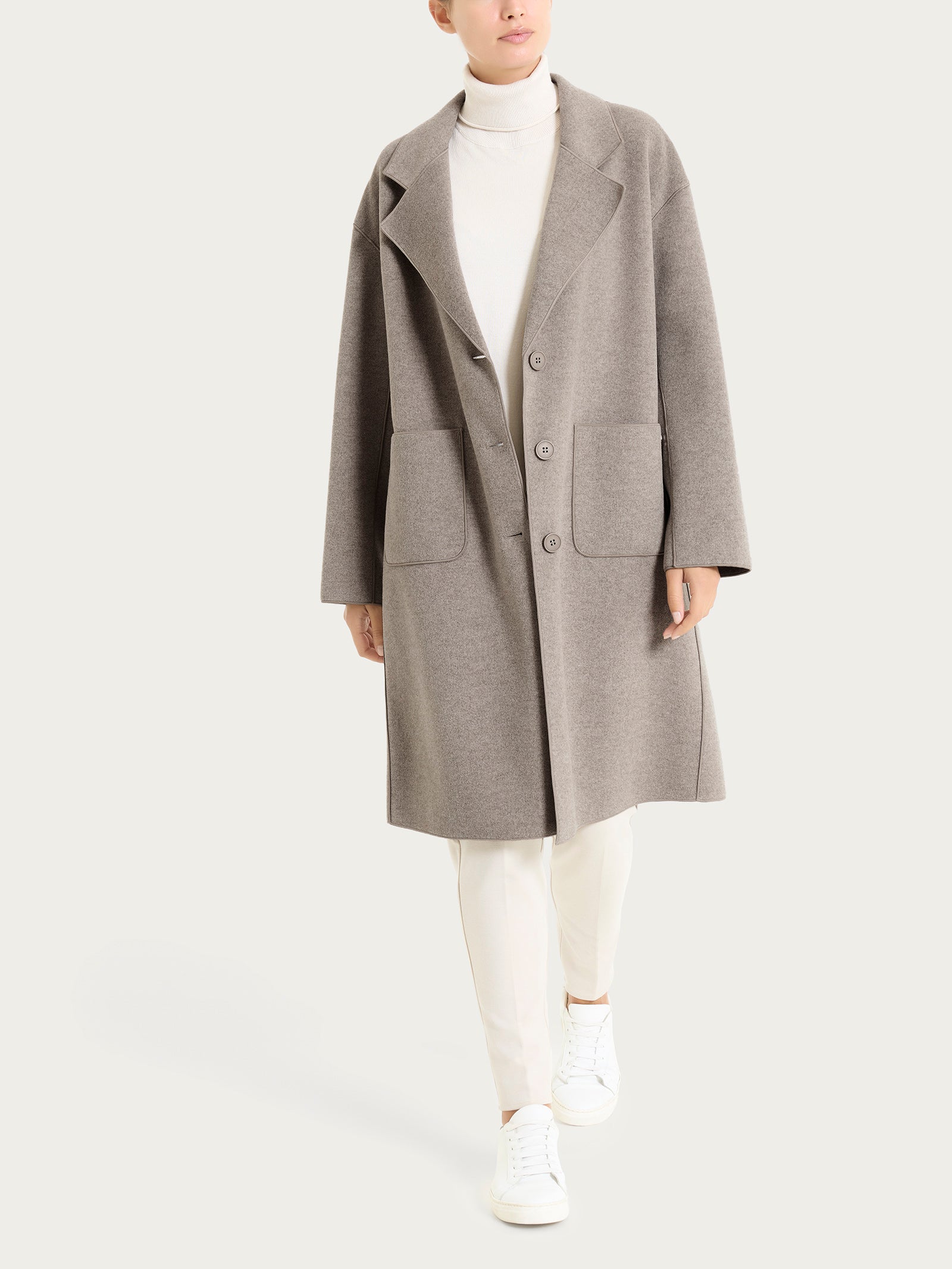 Ragno Vegan Wool Cappotto con Bottoni Glace' Mel caldo