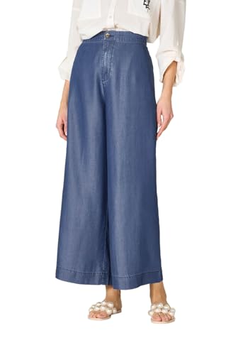 Goldenpoint Pantaloni Cropped Chambray Vita Semi-elasticata donna