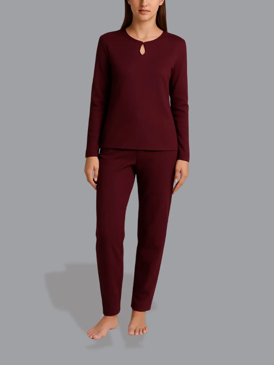 Ragno Thermo Cotton pigiama scollo a goccia Fig cotone caldo