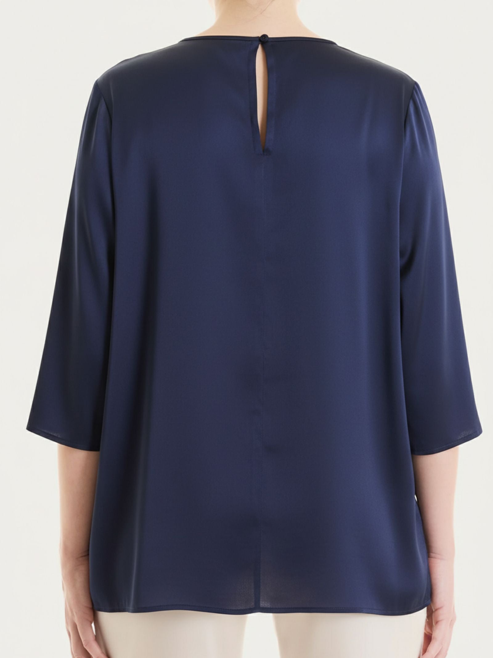 Ragno Stretch Satin blusa manica 3/4 bleu luminosa