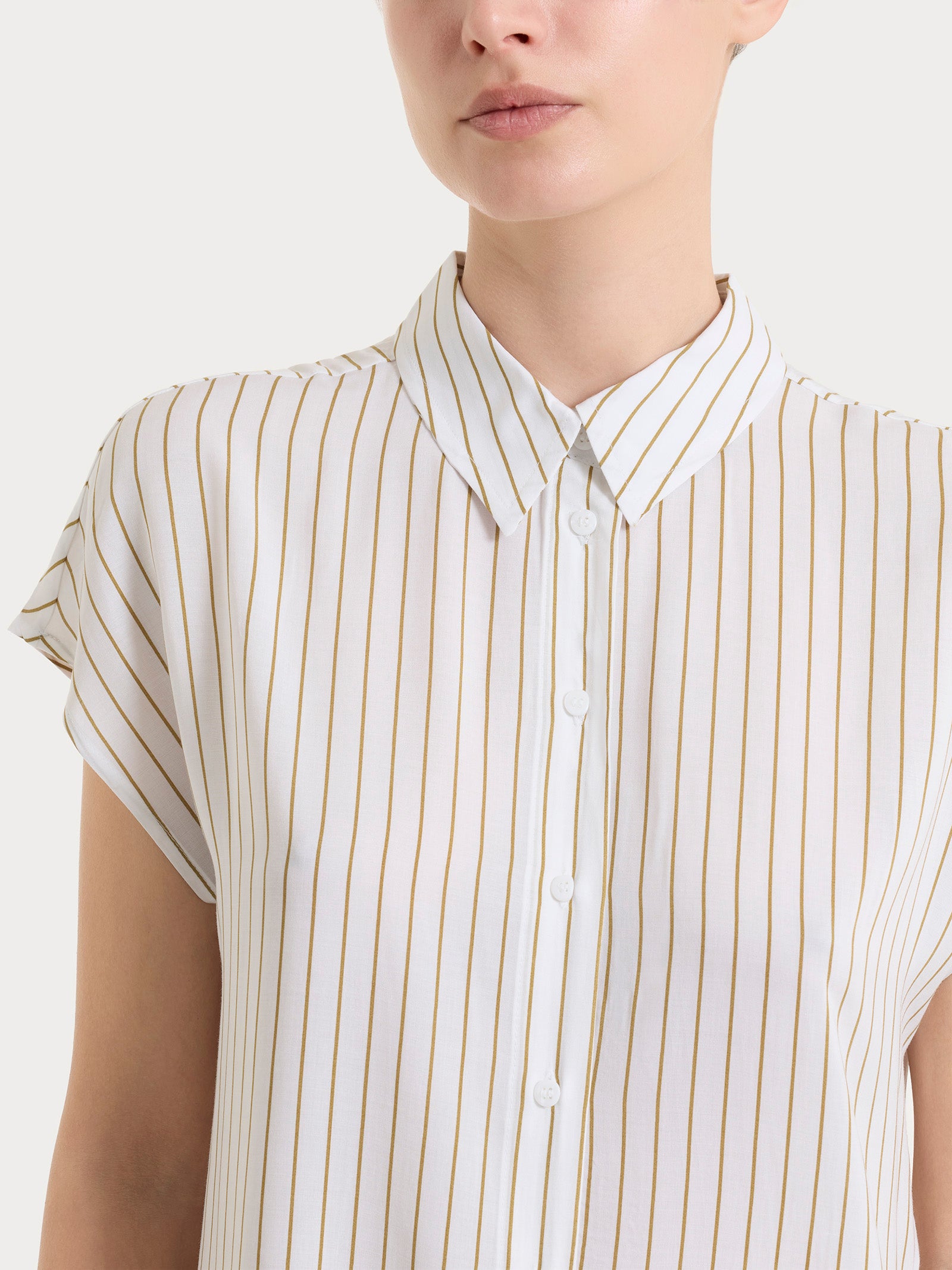 Ragno EcoSeta camicia righe manica corta bianca