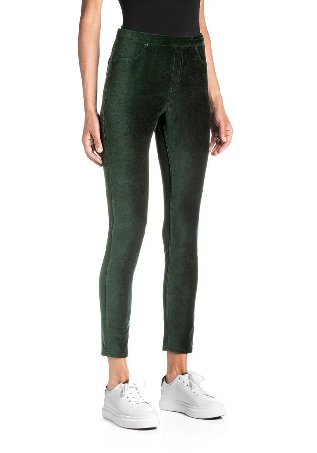 Goldenpoint Skinny leggings donna velluto verde taglia S